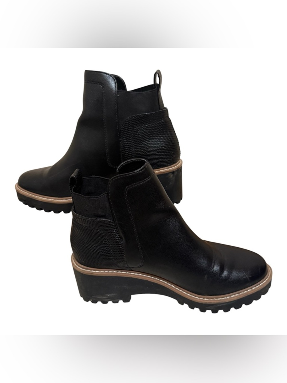 Dolce Vita | Black Leather Rango Lug Ankle Boots